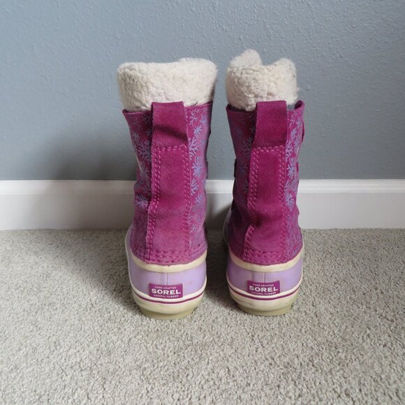 Sorel Little Girl Waterproof Winter Snow Boots Size 3 Purple Snowflake - Picture 5 of 9